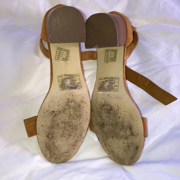 Light Brown Ankle Strap Chunky Heel Shoes - Picture 4 of 8